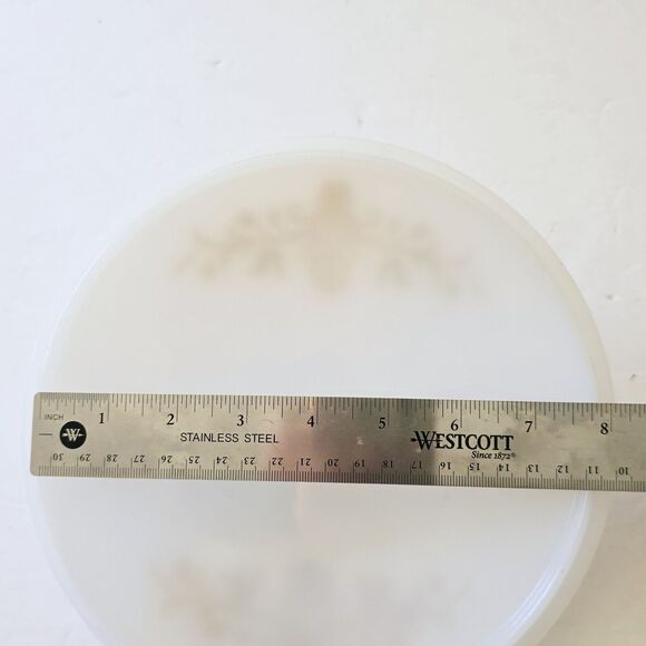 Vintage Glasbake Milk Glass 8.5" 2 Qt Dish LID ONLY Round Gold Yellow Bird MCM - Picture 7 of 13